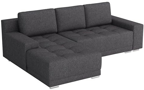 MEBLE-LUX - Ecksofa mit Schlaffunktion und Bettkasten David I Sofa L Form I Eckcouch mit Schlaffunktion I Federkern I Universal Ecke (Rechts oder Links) Sofa Grau