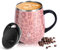 Ideus 16 oz Insulated Coffee Mug with Handle and Lid, Double Wall Stainless Steel Vacuum Insulated Tumbler Cup, Travel Coffee Cup Thermal Cup for Home Office (Leopard Pink)