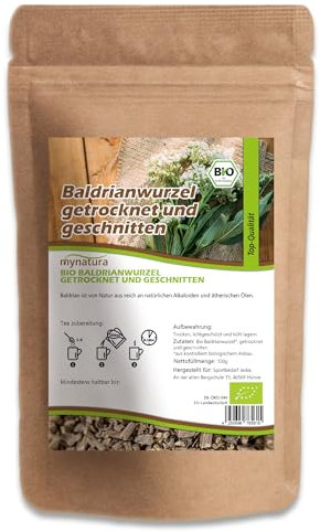 Mynatura Bio Baldrianwurzel geschnitten | Baldrian | Rein pflanzlich | Natürliche Inhaltsstoffe | Für Tee Aufgüsse und Tinkturen | Im Beutel 500g