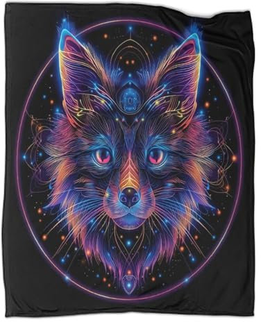 KWFYBEHZ Neon Fuchs Couverture Douillette,Avec Motif Galaxie Mandala,Ultra Douce Et Duveteuse Plaid,Plaid Canape Pour Lit,Camping,60x80inch(150x200cm)