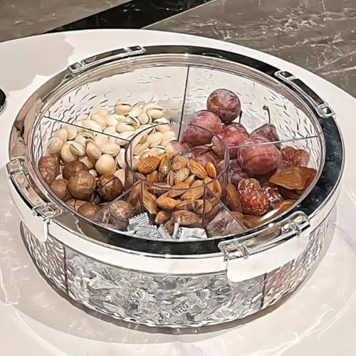 Boîte de rangement pour fruits secs, noix et collations, assiette de fruits secs, boîte à bonbons avec couvercle pour stocker les fruits secs et les collations (C)