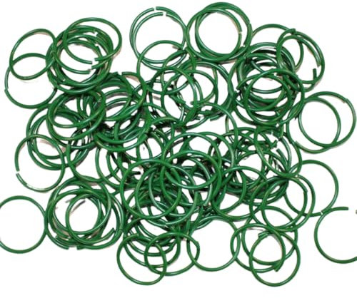citystores® 100 Green Plastic Coated Garden Plant Rings – Flexible Plant Support Clips, Soft Wire Ties for Secure Gardening & Stem Tie-Up