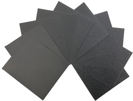 Kit de Ponçage Manuel Papier de Verre Feuilles Abrasives Imperméables à l'Eau 230 mm x 280 mm - Grains assortis (2 x P400, P600, P800, P1000, P2000)