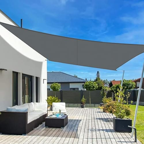 LOVE STORY Vela ombreggiante 5x6m Rettangolare Impermeabile Tenda a Vela Antracite Tenda da sole per esterno,PES Poliéster Protezione UV al 95% per Esterno,Giardino,Terrazzo,Balcone,Patio