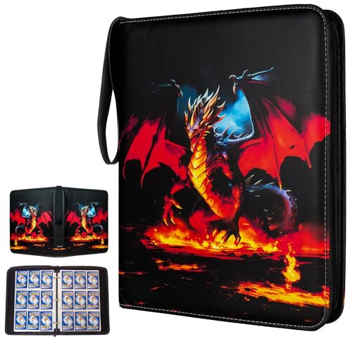 ARYUM Sammelalbum für Pokemon Karten, 50 Seiten 900 Taschen Sammelkarten Album Groß mit Reißverschluss,9 Fächer Sammelalbum Karten Sammelkartenalben Halter Buch Ordner heft, Geschenk für kinder