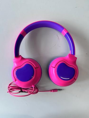 ZIHNIC Wired Kids Headphones, Safe 85dB Volume Limit for Boys & Girls, Comfortable Earpads, Foldable Design for School, Tablets, and Travel-Rose RED