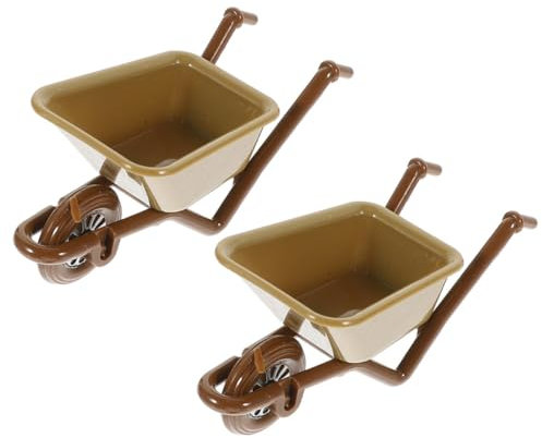 MOLUCKFU 2stücke Miniatur Garten Trolley Modell Simulierte Schubkarre Für Tischdekoration Und Mikrolandschaften Kreative Ornamente Für Zuhause Zufällige Farben