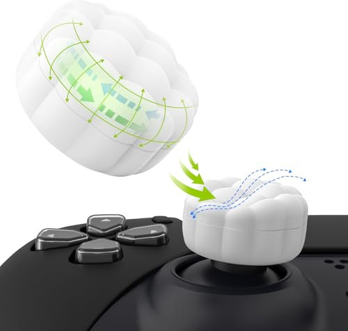 PlayVital Thumbs Cushion Caps Thumb Grips for ps5/ps4, Thumbstick Grip Cover Joystick Caps for Xbox Series X/S, Xbox One, Elite Series 2, Switch Pro Controller - Puff Cloud Texture Design White