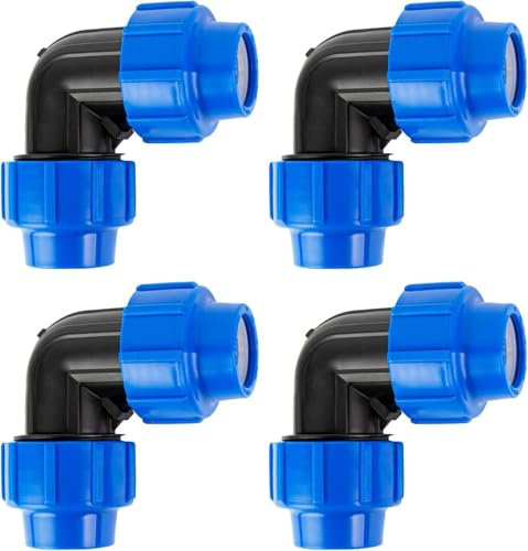 Tubo de polietileno de 20 mm, conexión roscada de PP, ángulo de conexión: conector para cambio de dirección del tubo de colocación, tecnología de conexión rápida y fácil