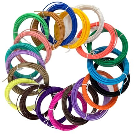 20 Stück 3D Doodler Pen Nachfüllungen,3D Stift Filament,Niedrige Drucktemperatur PCL Filament,20 Farben,5 Meter für Jede Farbe,Kompatibel mit Den Meisten Desktop-Druckern