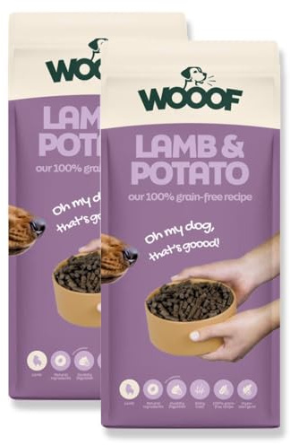 WOOOF Lamm Kartoffel Hundefutter Trockenfutter 36 kg Hypoallergen Getreidefrei Für Haut & Fell Sanfte Verdauung Empfindlicher Magen Ausgewachsene Hunde Vollwertige Ernährung