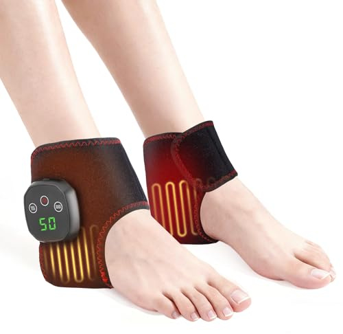 1 Pair Cordless Foot and Ankle Massager with Heat Air Compression Massage for Plantar Fasciitis, 3 Temperature & 3 Speed Adjustable,Foot Warmer Rechargeable Ankle Support for Pain Relief Recovery (2)