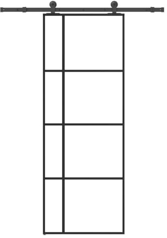 Schiebetürenschrank Schiebetür mit Beschlag 76x205 cm ESG-Glas & Aluminium Führung Schiebetür Zimmertür Mit Zarge Einfaches Und Elegantes Design