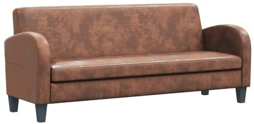 Foknhdi 3-Sitzer Sofa Wildleder-Optik Braun 183x70x76 cm Massivholzrahmen Bequemes kleines Sofa für Wohnzimmer Schlafzimmer Büro Balkon