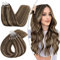 Ugeat Microring Extensions Echthaar Braun 40 cm Micro Loop Extensions Schokobraun Mit Karamellblond Haarverlängerung Echthaar Microring Remy Extensions Echthaar Micro 50g 50 Strähnen #P4/27