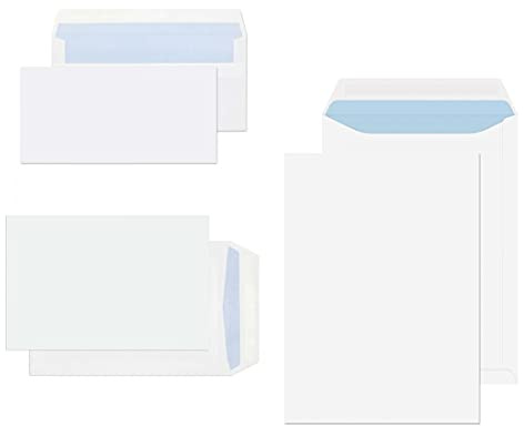 Mixed Size Pack Standard DL / A5 / A4 No Window Self Seal Envelopes Plain White C5 C4 (Standard DL / A5 / A4 Envelopes)