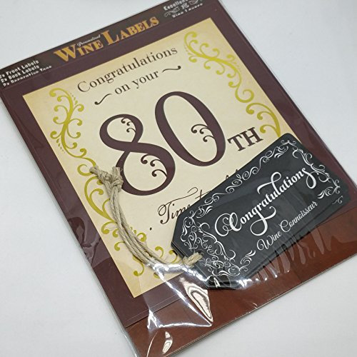 80th Personalised Wine Labels 2 Pack For Wine Lovers By Sterling Effectz