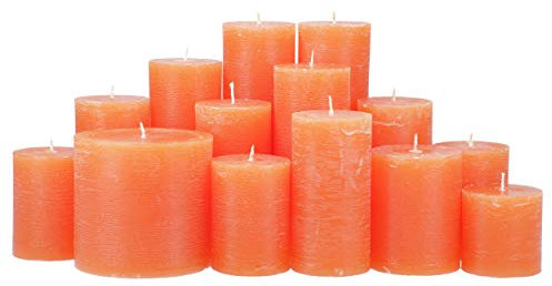 Premium Kerzenset 4,5 kg durchgefärbte Stumpenkerzen von Kerzenwelt 1. Wahl ohne Duft (orange)