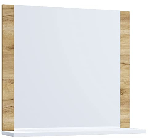 VCM Miroir de Salle de Bain Miroir Mural Miroir Suspendu Salle de Bains Lendas Tablette Miroir de Salle de Bain Miroir Mural Miroir Suspendu Salle de Bains Lendas Tablette Chêne Miel/Blanc