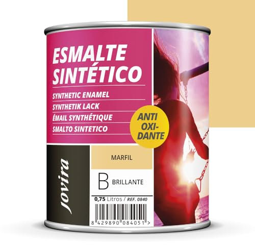JOVIRA PINTURAS Esmalte Sintético Antioxidante. Esmalte directo sobre oxido. Para la protección y decoración de superficies de madera, hierro y acero. Brillante (750 Mililitros, Marfil)
