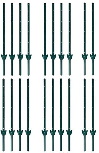 ESTEXO Zaunpfosten Zaunanker Erdanker Zaunhalter für Sechseckgeflecht und Volierendraht (20x 137 cm/Grün RAL 6005)