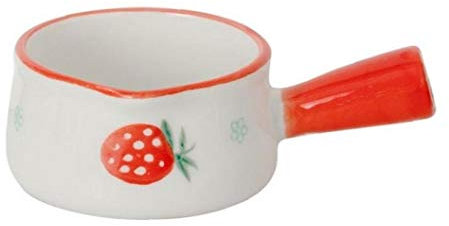 Cute Ceramic Mini Saucepan Milk Jar Milk Cup with Handle Coffee Sugar Bowls Strawberry Pattern Milk Jug Kitchen Cookware