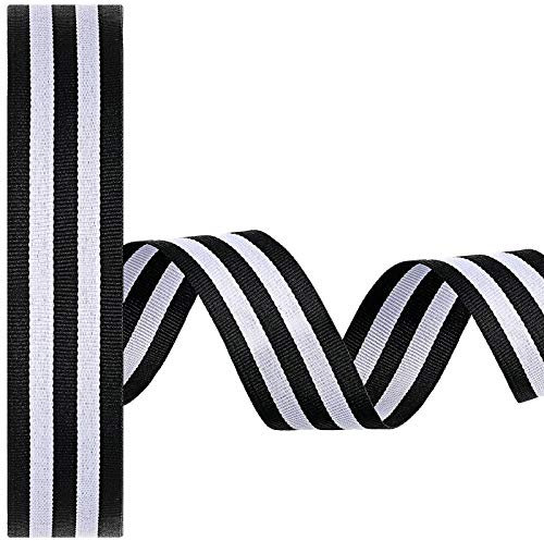 50 Meter Schwarz und Weiß Gestreift Band Gestreift Stoff Ripsband Kunst Verpackung Gestreifte Bänder Rollen für Weihnachten Wickeln Verzierungen Party Dekoration (3/4 Zoll) (3/4 Zoll)