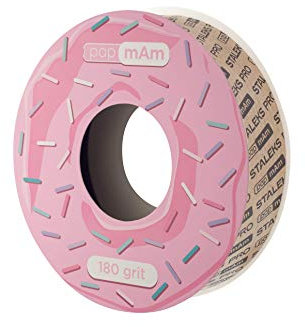 STALEKS PRO Recambio Rollo, Bobinail, Donut Estuche Lima de Uñas Profesional en Funda, Desechables, Base Recta, Grano 180, ATSC-180