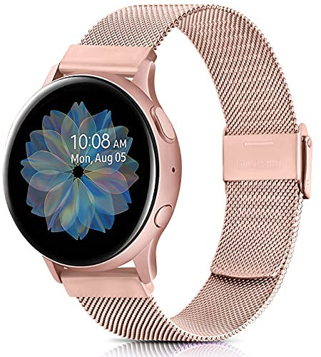 Mugust Metallo Cinturino 20mm per Samsung Galaxy Active 2 40mm 44mm/Active 40mm/Galaxy Watch 4/Galaxy Watch 3 41mm, Cinturini con Strumenti (Rosa)