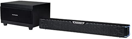 Thomson SB60BTS Soundbar – 120W Gesamt-Musikleistung – Kabelloses Bluetooth 5.0 – Inklusive Subwoofer – Wandmontierbar – Optischer & AUX-Eingang – Fernbedienung – Kompaktes Design