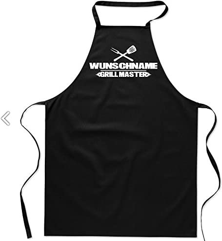GERLINOVA Grillschürze mit eigenem Wunschnamen bedrucken lassen I Grillmaster Motiv 3. Mit Amazon T-Shirt Designer Anpassen (Grillmaster 3)