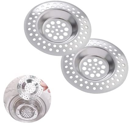 2 Pcs Sink Strainer, Stainless Steel Sink Strainer Plug, Drain Hair Catcher, Protector Shower Drain Cover, Sink Stopper Drain Filter for Kitchen, Bathtub, Bathroom, 2.75 / 7.0cm