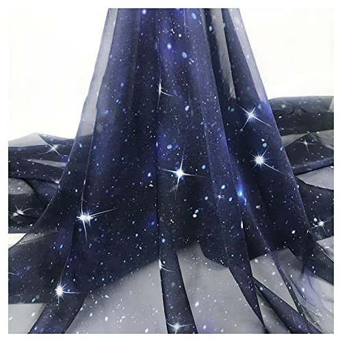 MUYUNXI Chiffon Stoff Meterware Sternenhimmel Druck Tencel Chiffon Stoff Für Kleidung Dekoration Handmade 150 cm Breit Meterware Verkauft