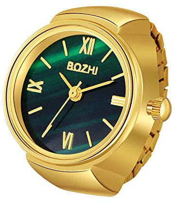 JewelryWe Orologio da dito da uomo e donna con elastico rotondo,anello orologio al quarzo numero romano,regalo