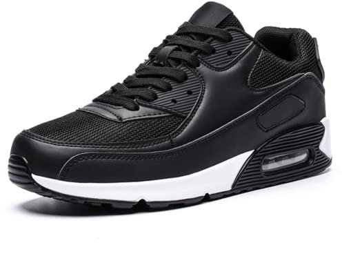 Hommes Femme Chaussures de Sports Course Running Fitness Basket Mode Respirant Maille Multisports Casual Sport Sneakers,Noir Blanc,41EU