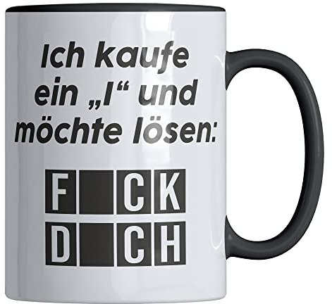 Your Gravur - Tasse mit Spruch - ICH KAUFE EIN I - Lustige Tassen - Kaffeetasse in verschiedenen Farben - Tasse als Geschenkidee für Arbeitskollegen - Kaffeetasse mit Witz – Schwarz