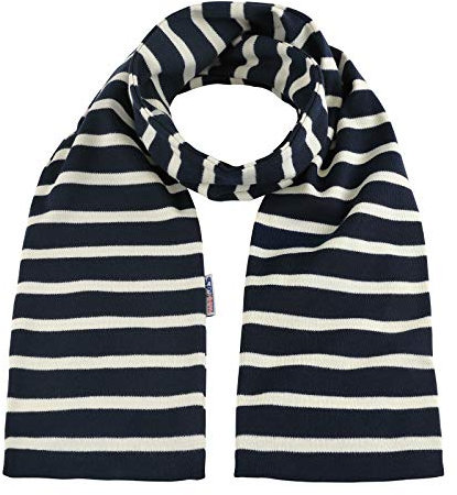 modAS Unisex Bretonischer Schal mit Streifen und uni verschieden Farben - Herrenschal Damenschal Kinderschal 20x160 cm in Blau-Natur
