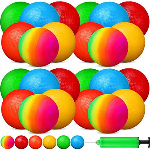 Vinsot 8.5 in Playground Balls 12 Pack with Pump for Kids Adults, Mixed