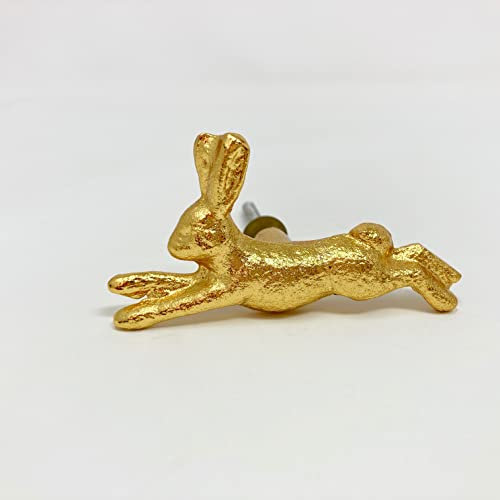 Boutons de tiroir en forme d'animal doré brillant - Commode (11. Lapin qui court)
