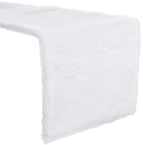 30 x 120cm Tischläufer Weiß aus Kunstfell Tischläufer Winter Tischläufer Weihnachten Tischband Weihnachten Tischdeko Teppich Tischdecke Winter Weihnachtsdeko Hochzeit Esstisch Deko