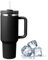 Travel Tumbler with Straw Lid and Handle,Travel Mug 40oz/30oz Stainless Steel Coffee Travel Insulated Cup Mug Leak Proof Vacuum Insulated Water Bottle for Cold & Hot Drinks (New Black 40oz)