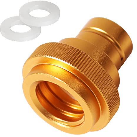 CO2 Schnelladapter, Mit 2 Gummiringen, Quick Connect Adapter für Soda Wasser-Sprudler Duo (Gold), Schnelles Verbinden von QC, Art und Terra, Adapter für TR21-4 Sodaflaschen mit Trapezgewinde