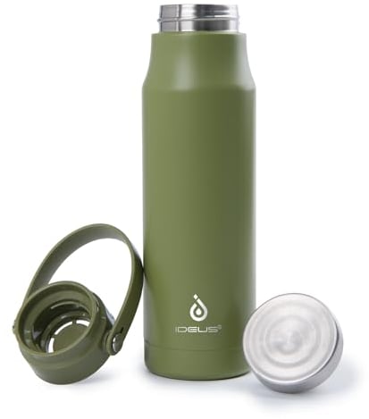 Ideus Botella de agua aislada al vacío, 710 ml, verde hierba)