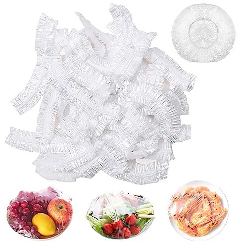 100PCS Fresh Keeping Bags, Food Covers Plastic Stretch, Food Covers for Outside, Disposable Food Covers, Elastic Plastic Food Storage Covers, for Fruit, Vegetable, Meat, Food Preservation