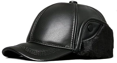 ZMNKH Unisex Wintermütze Fliegermütze Trappermütze mit Ohrenklappen Leder Baseballmütze Herren Russenmütze Kunstfellmütze