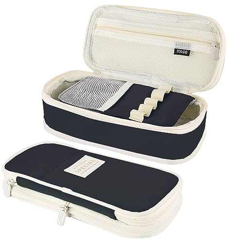 Federmäppchen Mäppchen Federmappe für Teenager Mädchen, Aesthetic School Stuff Schule Essentials Supplies für Teen Girls Preppy, Schwarz, Federmäppchen mit großem (Schwarz)