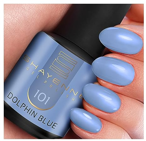 SHAYENNE UV Gel Nagellack - 101 Dolphin Blue Blau 15 ml - Langanhaltend, Kratzfest & Hochglänzend - Profi-Qualität - LED kompatibel - Perfekt für Zuhause & Studio - Made in Germany