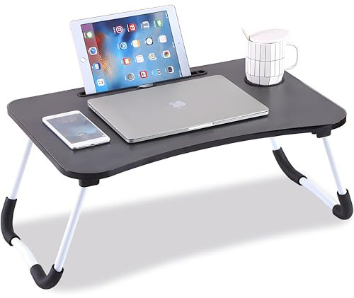 Retoo Laptoptisch, Laptop, Betttisch, Klappbar, Tragbar, Lesetisch, Frühstücksbrett, Büchertablett, Getränkehalter, NotebookTisch, Bücherta für Wohnzimmer, Büro, Unterwegs