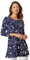 Roman Originals Swing Top with Pockets for Women UK Ladies Hanky Hem Asymmetric Tunic Blouse Longline Long Stretch Jersey Casual Round NeckTee Shirt T-Shirt - Navy White - Size 10