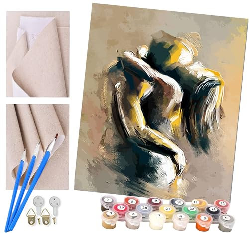Peinture par Numéro Adulte Bricolage Tableau Peindre par Nombre pour Enfants Jouets à peindre cadeaux peints à la main Couple câlin abstrait Home Decor 40x50cm
